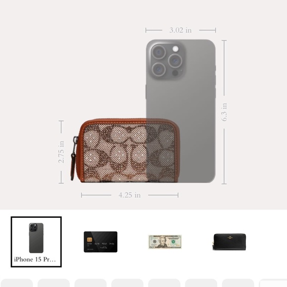 Essential Small Zip Around Card Case In Crystal Signature - Picture 2 of 3